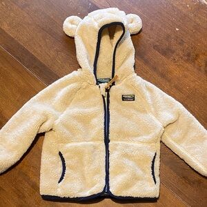 L.L. Bean Beige/Cream Fleece Hoodie with Bear Ears